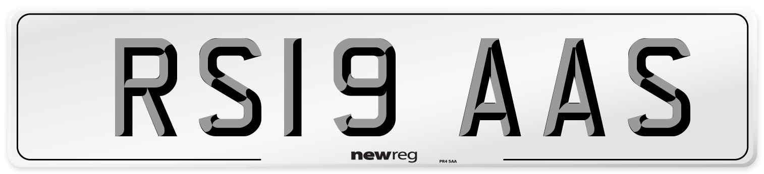 RS19 AAS Number Plate from New Reg